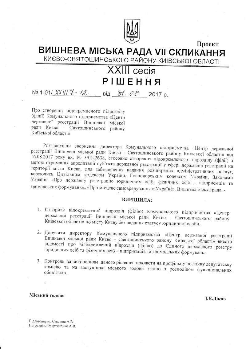Проекти рішень XXІIІ сесіЇ VIІ скликання